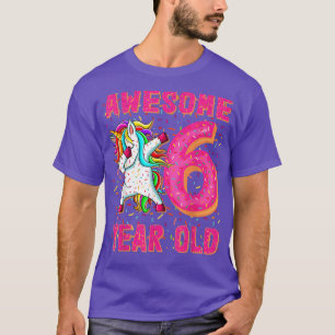 Phantastisches Dabbing Unicorn Donut 6. Geburtstag T-Shirt