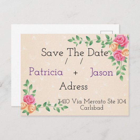 phantastisches Design Save the Date Ankündigungspostkarte (Vorne/Hinten)