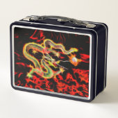 Phantastisches Drachenfeuer auf Glücksenergie Metall Brotdose (Rückseite)