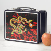 Phantastisches Drachenfeuer auf Glücksenergie Metall Brotdose (Beispiel)