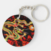 Phantastisches Drachenfeuer auf Glücksenergie Schlüsselanhänger (Rückseite)