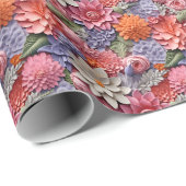 Phantastisches, farbiges 3D-Blumenmuster nahtlos Geschenkpapier (Rolleneckpunkt)