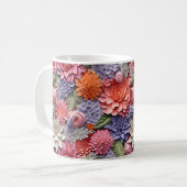 Phantastisches, farbiges 3D-Blumenmuster nahtlos Kaffeetasse (Vorderseite Links)