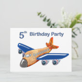 Phantastisches Flugzeug 5. Geburtstag Einladung (Stehend Vorderseite)