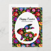 Phantastisches Folklore Osterhase mit eigenem Text Postkarte (Vorne/Hinten)