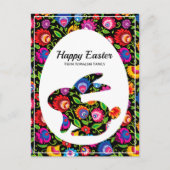 Phantastisches Folklore Osterhase mit eigenem Text Postkarte (Vorderseite)