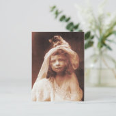 Phantastisches Funny Antique Cat Girl Foto Postkarte (Stehend Vorderseite)