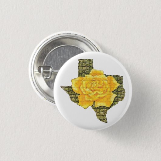 Phantastisches Gelb-Rose von Texas-Muster Blume Button (Vorne & Hinten)