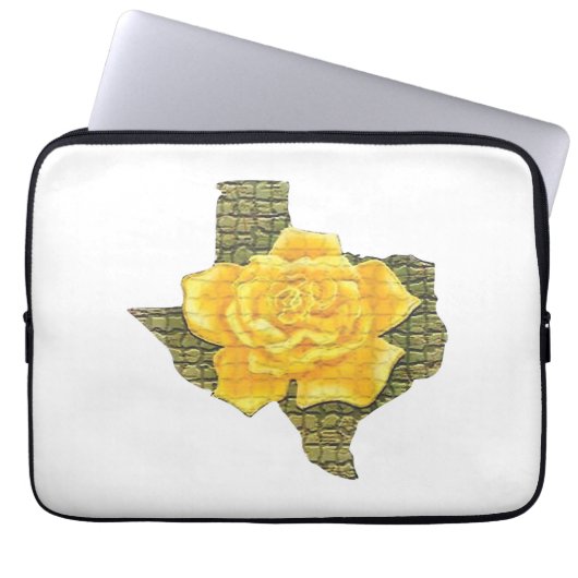 Phantastisches Gelb-Rose von Texas-Muster Blume Laptopschutzhülle (Vorderseite)