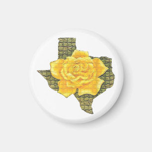 Phantastisches Gelb-Rose von Texas-Muster Blume Magnet