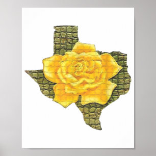 Phantastisches Gelb-Rose von Texas-Muster Blume Poster