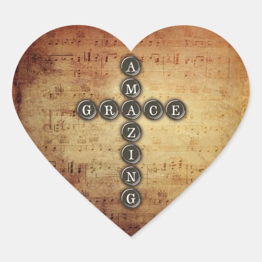 Phantastisches Grace Cross auf Vintager Musik Herz-Aufkleber (Vorderseite)