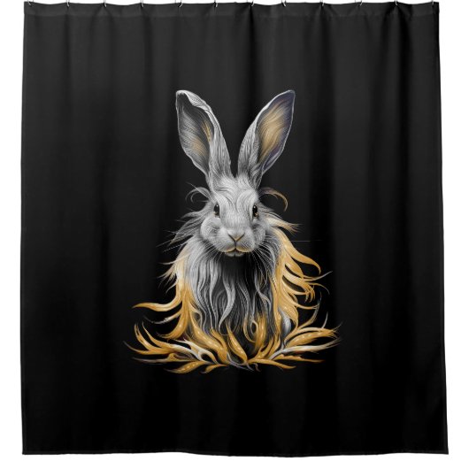 Phantastisches graues Kaninchen am Feuer Duschvorhang (Vorderseite)