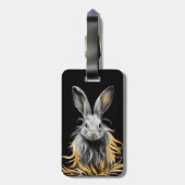 Phantastisches graues Kaninchen am Feuer Gepäckanhänger (Rückseite vertikal)