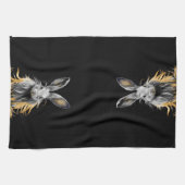 Phantastisches graues Kaninchen am Feuer Geschirrtuch (Horizontal)