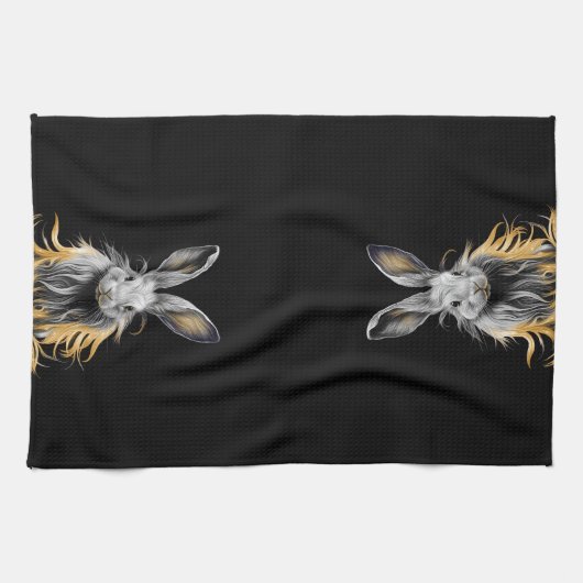 Phantastisches graues Kaninchen am Feuer Geschirrtuch (Horizontal)