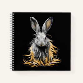 Phantastisches graues Kaninchen am Feuer Notizblock