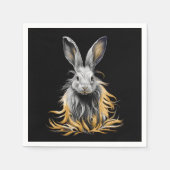 Phantastisches graues Kaninchen am Feuer Serviette (Vorderseite)