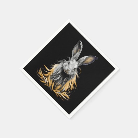 Phantastisches graues Kaninchen am Feuer Serviette (Ecke)