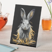 Phantastisches graues Kaninchen am Feuer Sockelschild (In Situ)