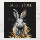 Phantastisches graues Kaninchen am Feuer Weinetikett (Einzelnes Label)