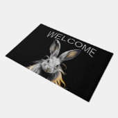 Phantastisches graues Kaninchen am Feuer Willkomme Fußmatte (Schrägansicht)