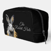 Phantastisches graues Kaninchen auf Feuertexten Waschbeutel (Rechte Ecke)