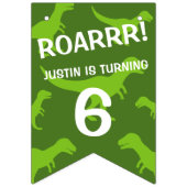 Phantastisches grünes Dinosaurier-Thema Geburtstag Wimpelkette (Zweite Fahne)