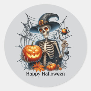 Phantastisches Halloween-Skelett anpassbar Runder Aufkleber