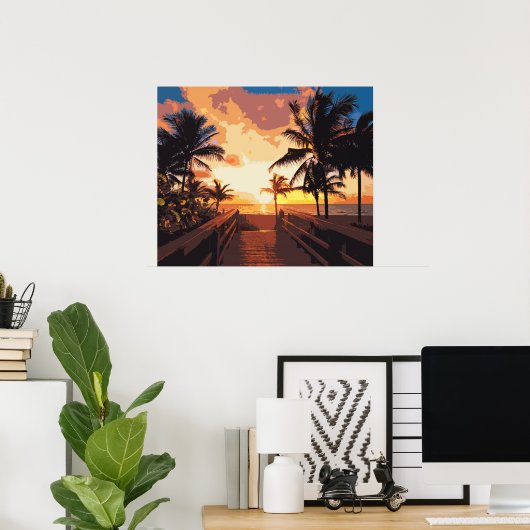 phantastisches Hollywood Beach Pop Kunstposter Poster (Heimbüro)