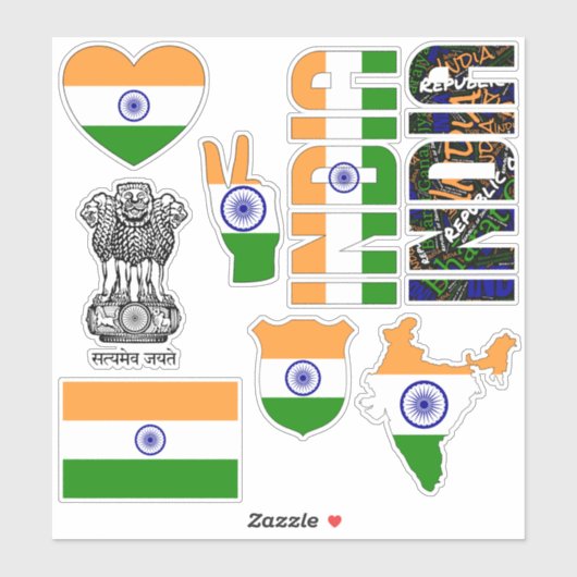 Phantastisches Indien formt Staatssymbole Aufkleber (Blatt)