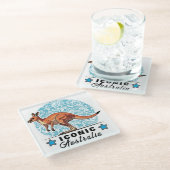 phantastisches Känguru Glasuntersetzer (Schrägansicht)