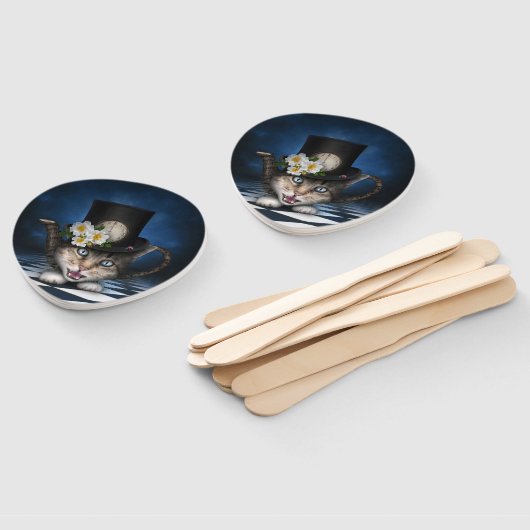 Phantastisches Mad Hatter Teapot Kat Whimsisches D Fächer (Non-assembled)