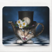 Phantastisches Mad Hatter Teapot Kat Whimsisches D Mousepad (Vorne)