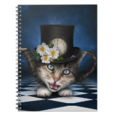 Phantastisches Mad Hatter Teapot Kat Whimsisches D Notizblock (Vorderseite)