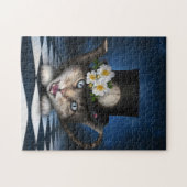 Phantastisches Mad Hatter Teapot Kat Whimsisches D Puzzle (Horizontal)