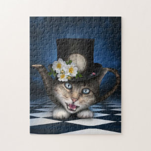 Phantastisches Mad Hatter Teapot Kat Whimsisches D Puzzle