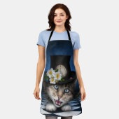 Phantastisches Mad Hatter Teapot Kat Whimsisches D Schürze (Getragen)