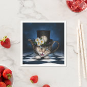 Phantastisches Mad Hatter Teapot Kat Whimsisches D Serviette (Beispiel)