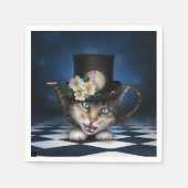 Phantastisches Mad Hatter Teapot Kat Whimsisches D Serviette (Vorderseite)