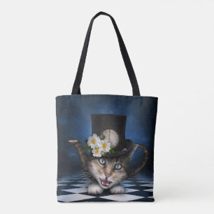 Phantastisches Mad Hatter Teapot Kat Whimsisches D Tasche
