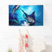 Phantastisches Marlin mit Blasen Banner (Insitu)