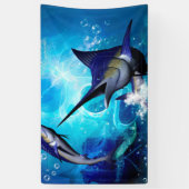Phantastisches Marlin mit Blasen Banner (Vertikal)