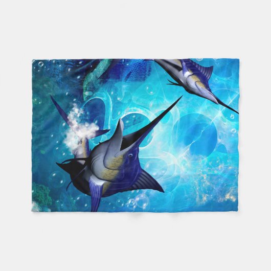 Phantastisches Marlin mit Blasen Fleecedecke (Vorderseite (Horizontal))