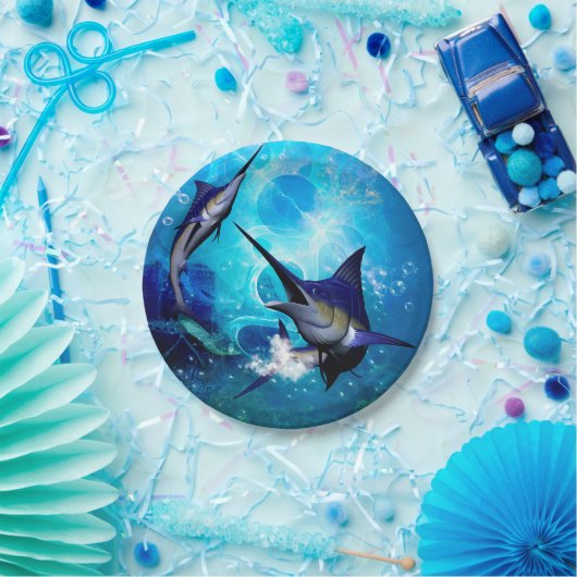 Phantastisches Marlin mit Blasen Pappteller (Party)