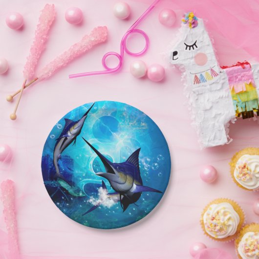 Phantastisches Marlin mit Blasen Pappteller (Party)