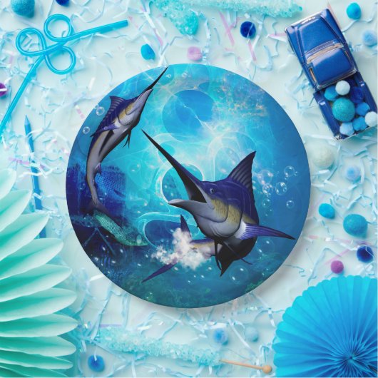 Phantastisches Marlin mit Blasen Pappteller (Party)
