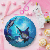 Phantastisches Marlin mit Blasen Pappteller (Party)