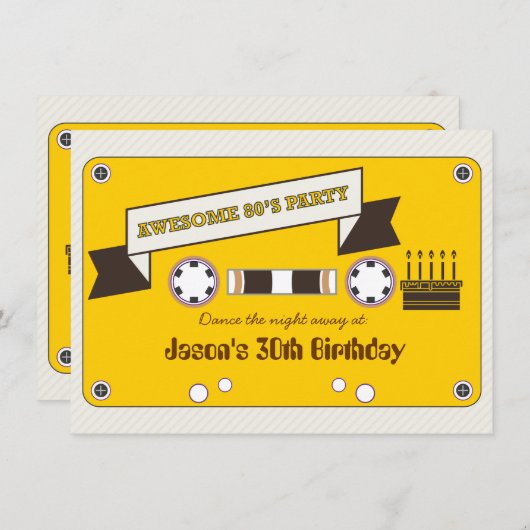 Phantastisches Mixtape New Wave Dance Party der 80 Einladung (Vorne/Hinten)