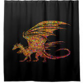 Phantastisches Mosaik Rustikaler Drache auf schwar Duschvorhang (Vorderseite)
